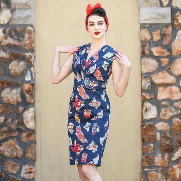 Millie Moore Pinup Wiggle Dress Small - Picture 7 of 11